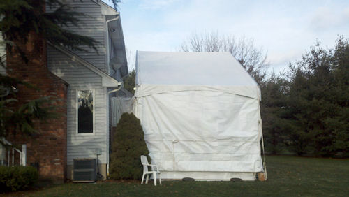 30 x 15 Tent built over clients deck side view