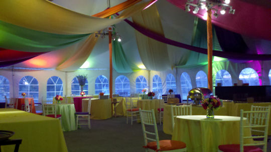 Inside of cocktail tent