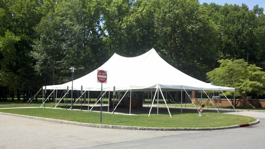 40 ft x 60 ft white tension tent installed