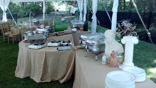 buffet setup with serpentine tables