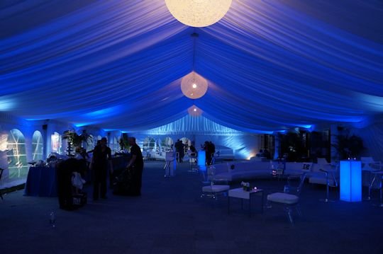 back lit white tent liner with blue LED