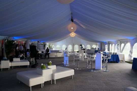 white tent liner with blue hue